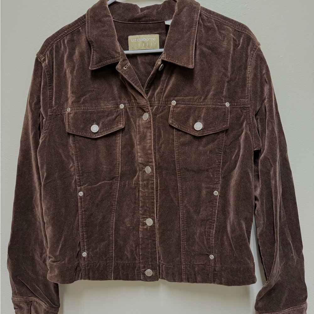 Liz Claiborne Chocolate Brown Velour Jacket